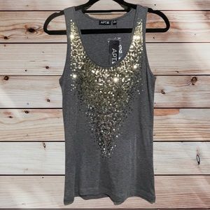 APT. 9 - Sequin Grey Tank Top